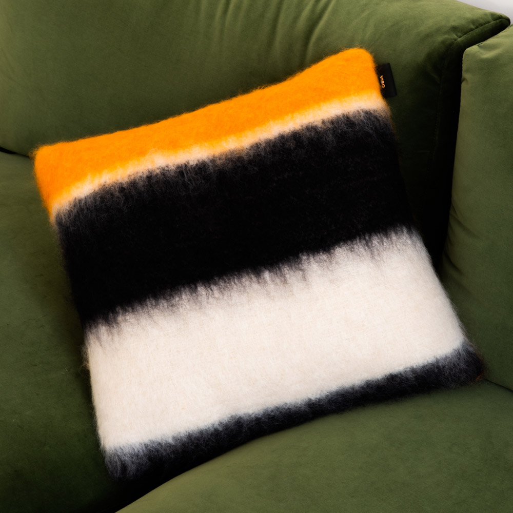 Mohair Pillow Orange/White/Black